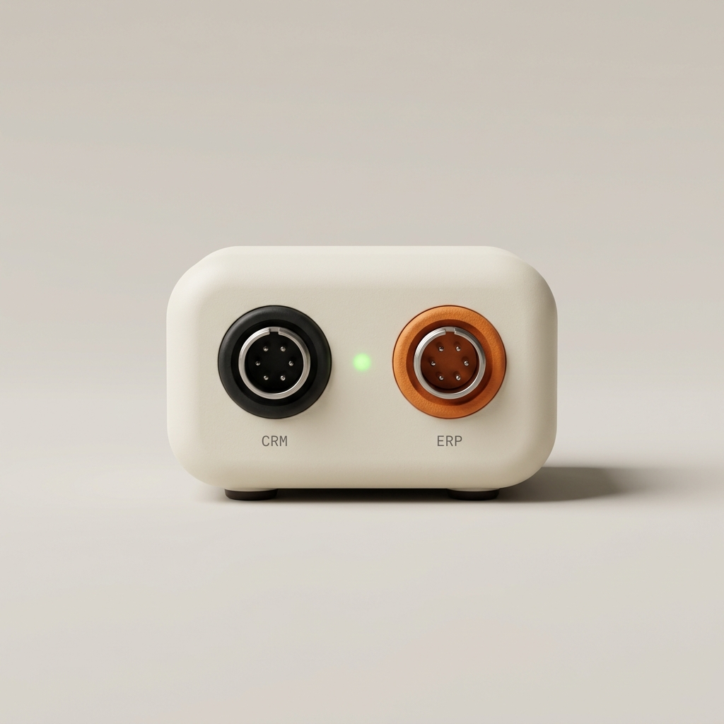Twee systemen die met een connector aan elkaar vastklikken